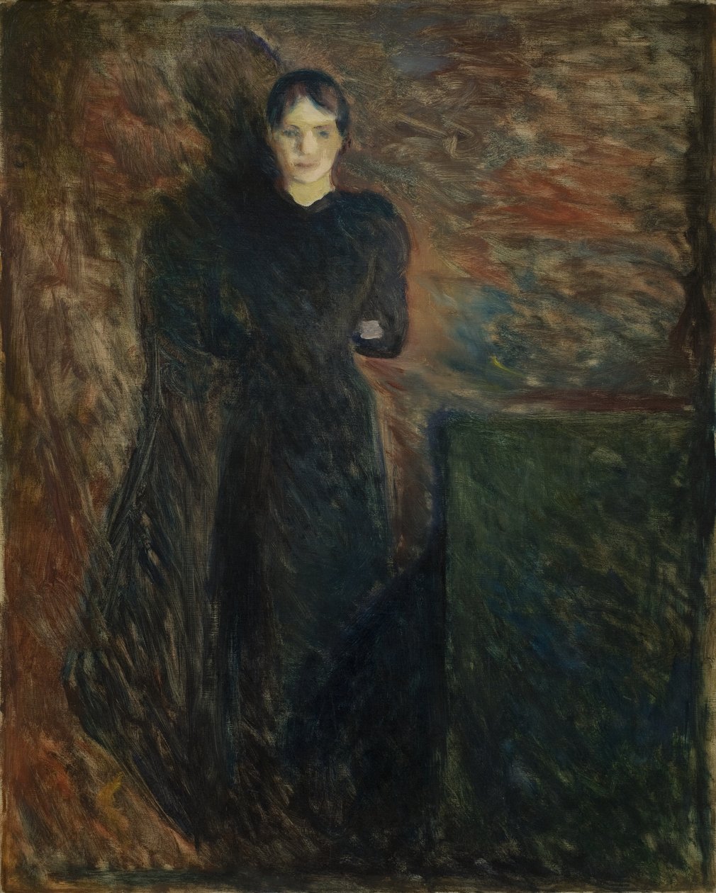 Dame in het zwart (Olga Buhre) door Edvard Munch