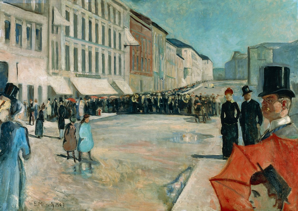 Muziek op Karl Johan Straat door Edvard Munch