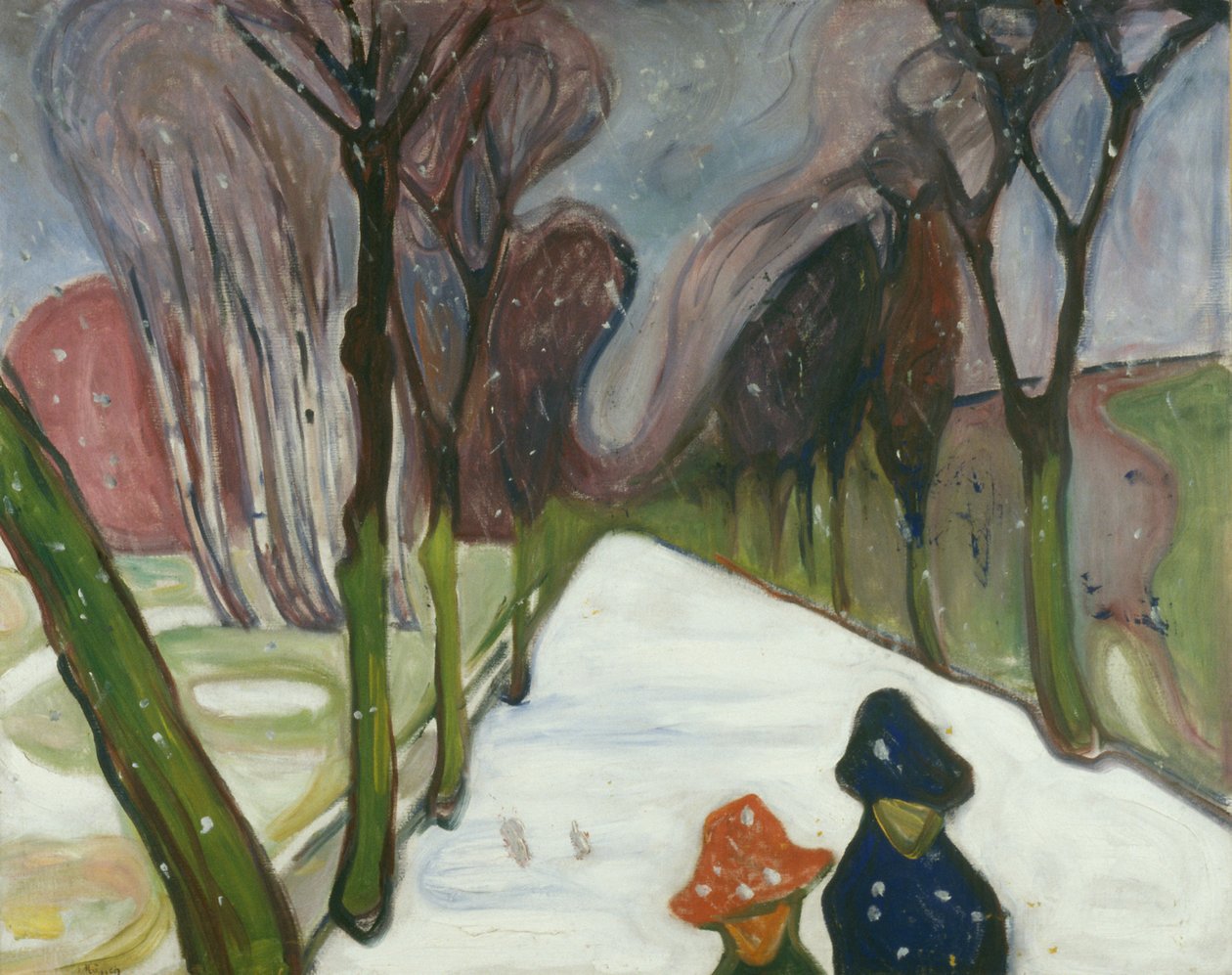 Nieuwe sneeuw in de laan door Edvard Munch