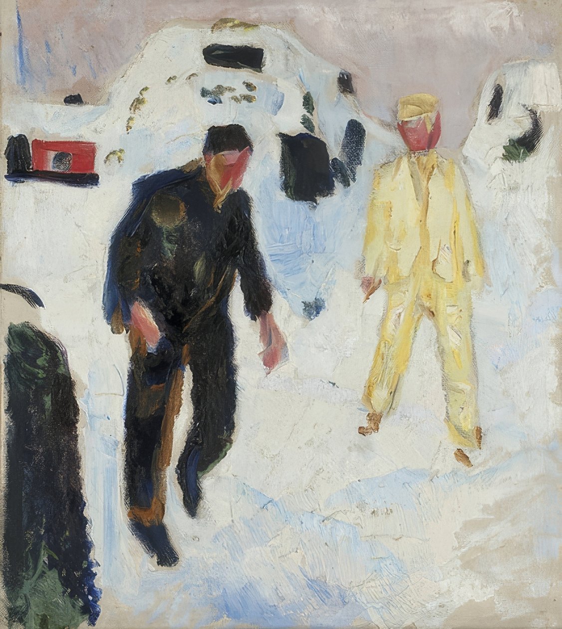 Zwarte en gele man in de sneeuw. 1910-12 door Edvard Munch