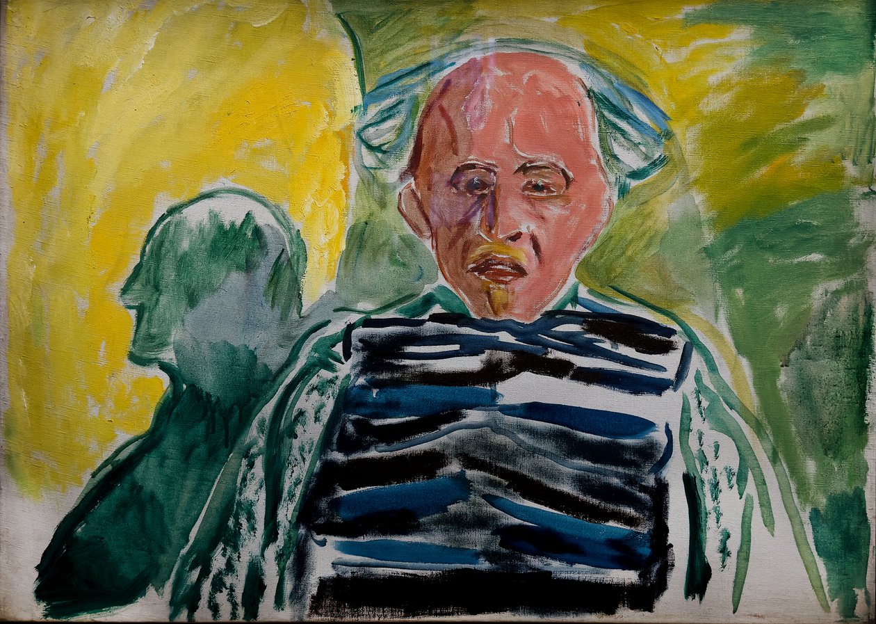 Zelfportret met gestreepte trui door Edvard Munch