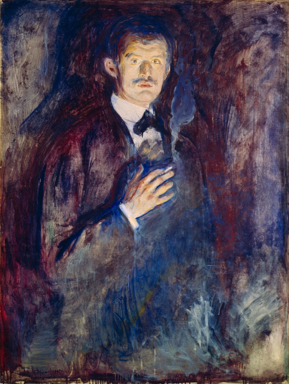 Zelfportret met sigaret door Edvard Munch