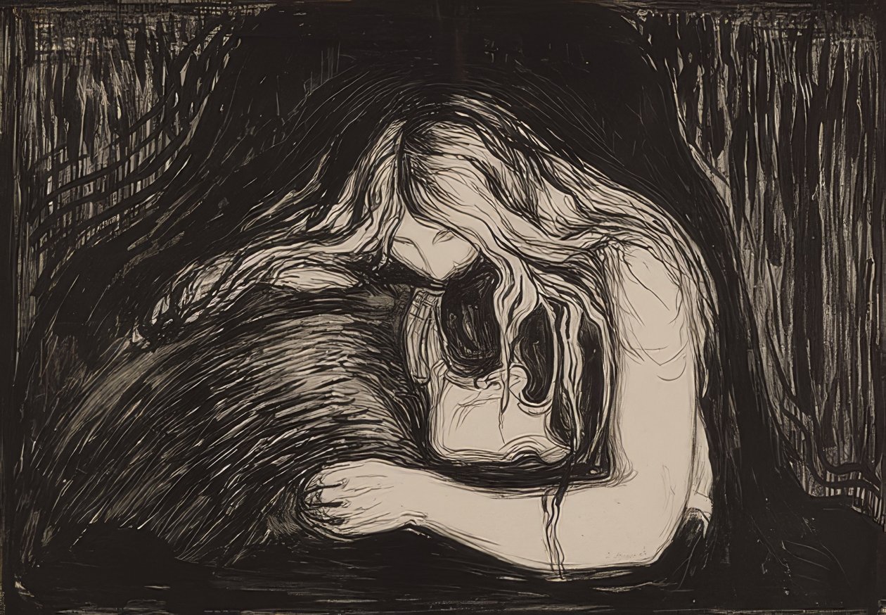 Vampier II. 1895/1902 door Edvard Munch