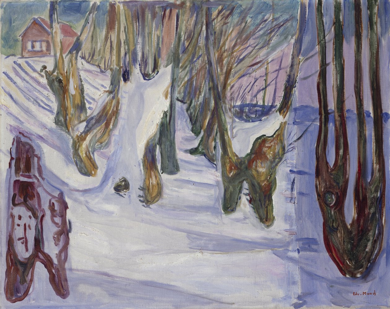 Winterlandschap met huis door Edvard Munch