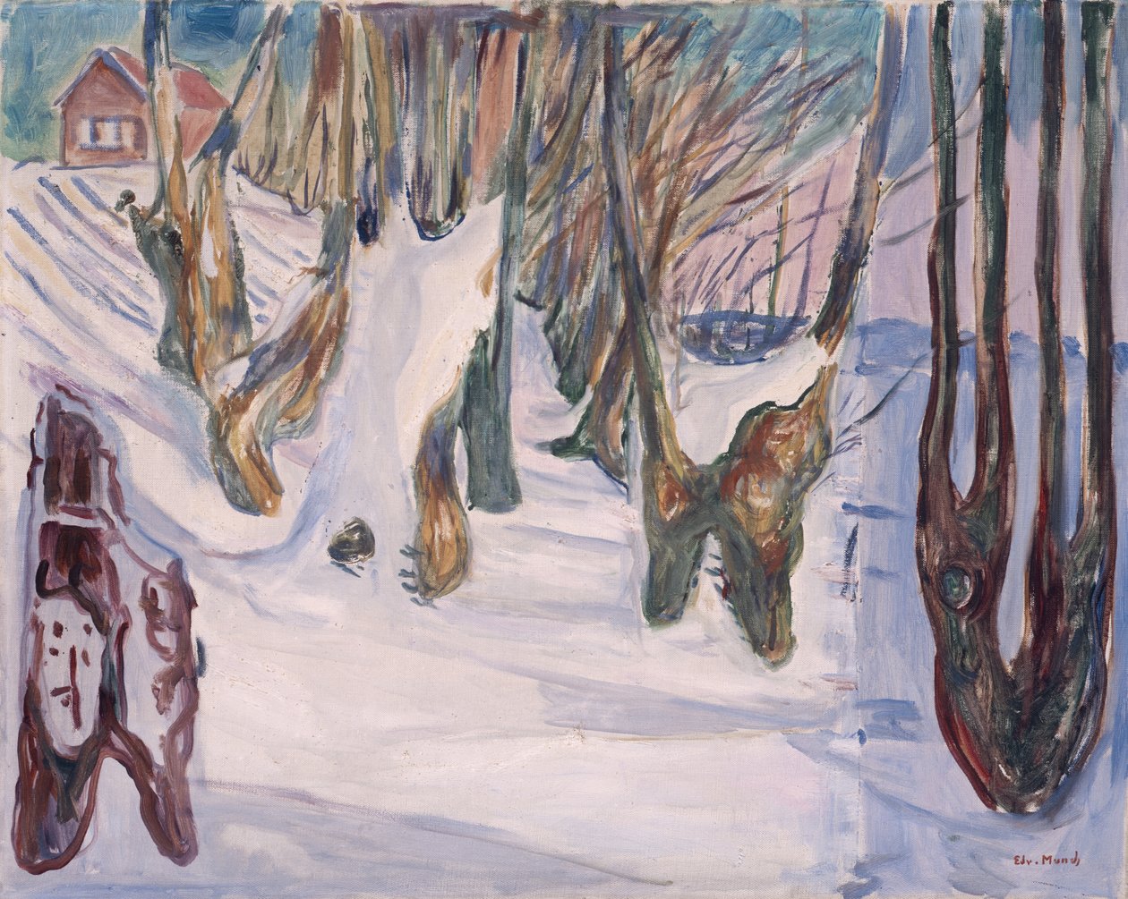 Winterlandschap met huis door Edvard Munch