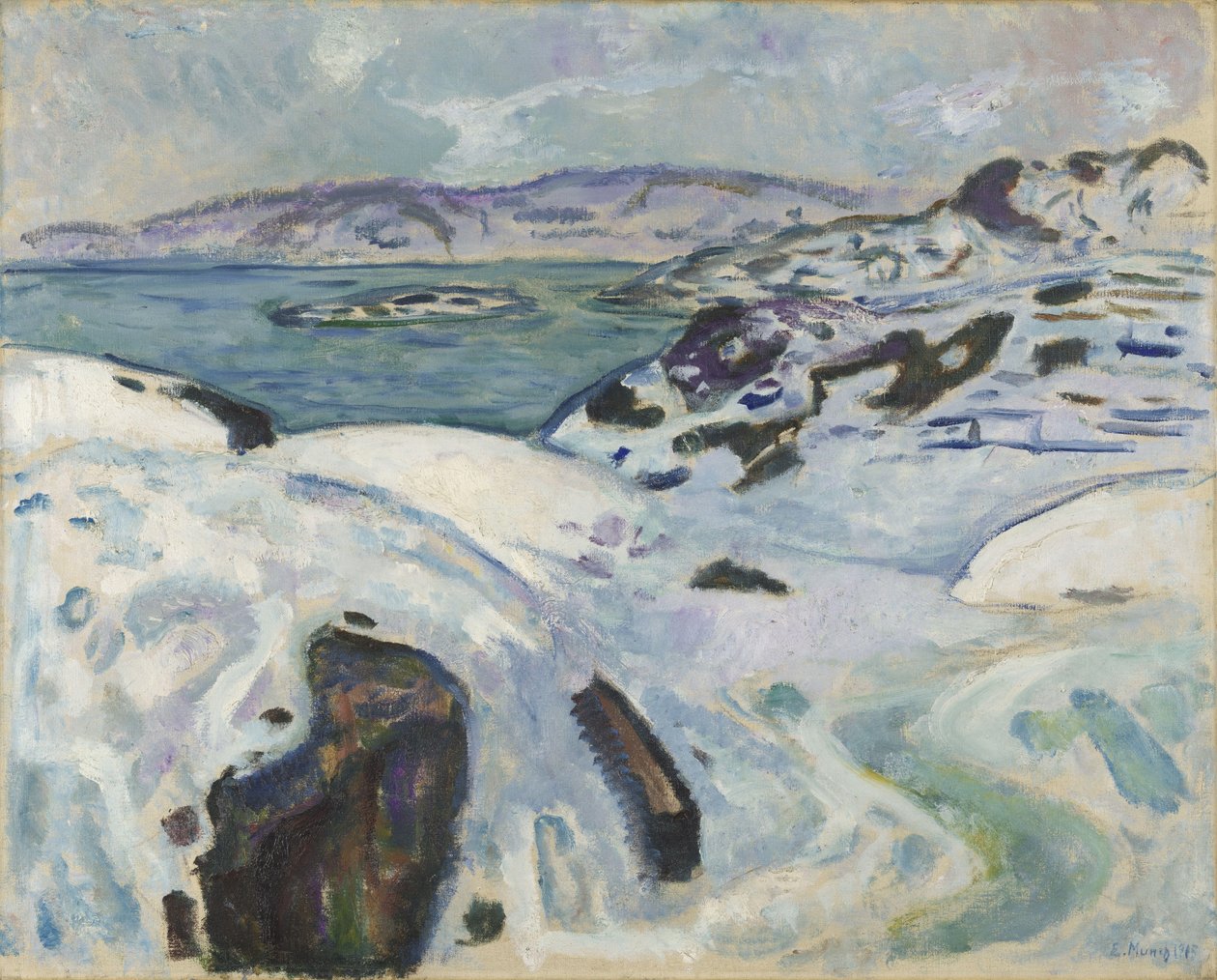 Winter op de fjord door Edvard Munch
