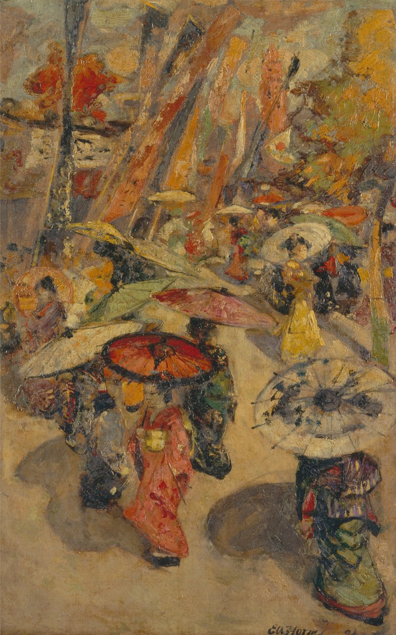 Straatscène, Tokio door Edward Atkinson Hornel