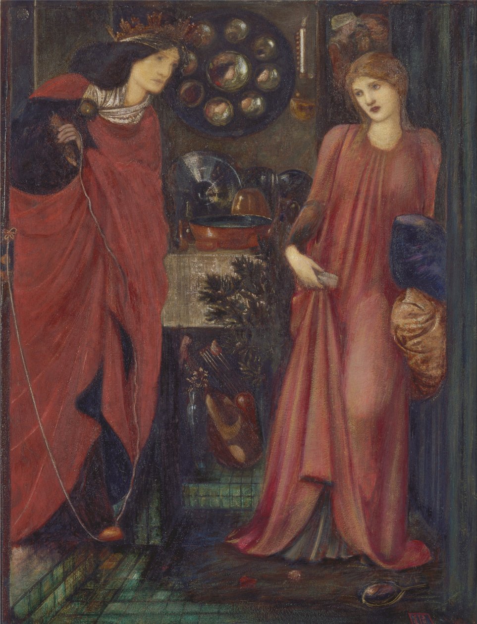 Schone Rosamund en Koningin Eleanor door Edward Burne Jones
