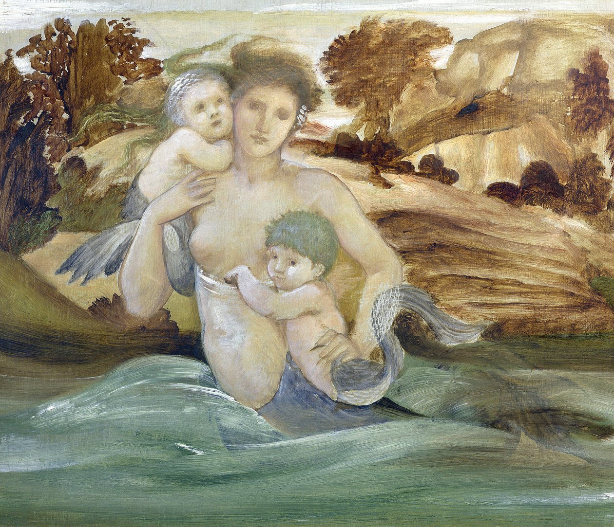 Zeemeermin met haar kroost door Edward Burne Jones