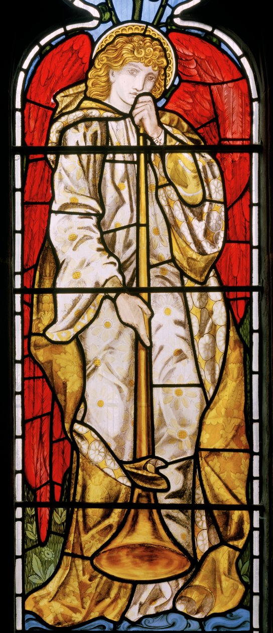 Cheddleton, Morris, Marshall, Faulkner & Co, Edward Burne-Jones, Trompetterende Engel, 1869 door Edward Burne Jones