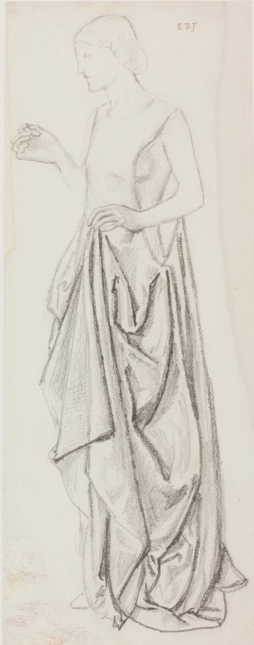 Vrouwelijke Figuur (inkt en potlood op papier) door Edward Burne Jones