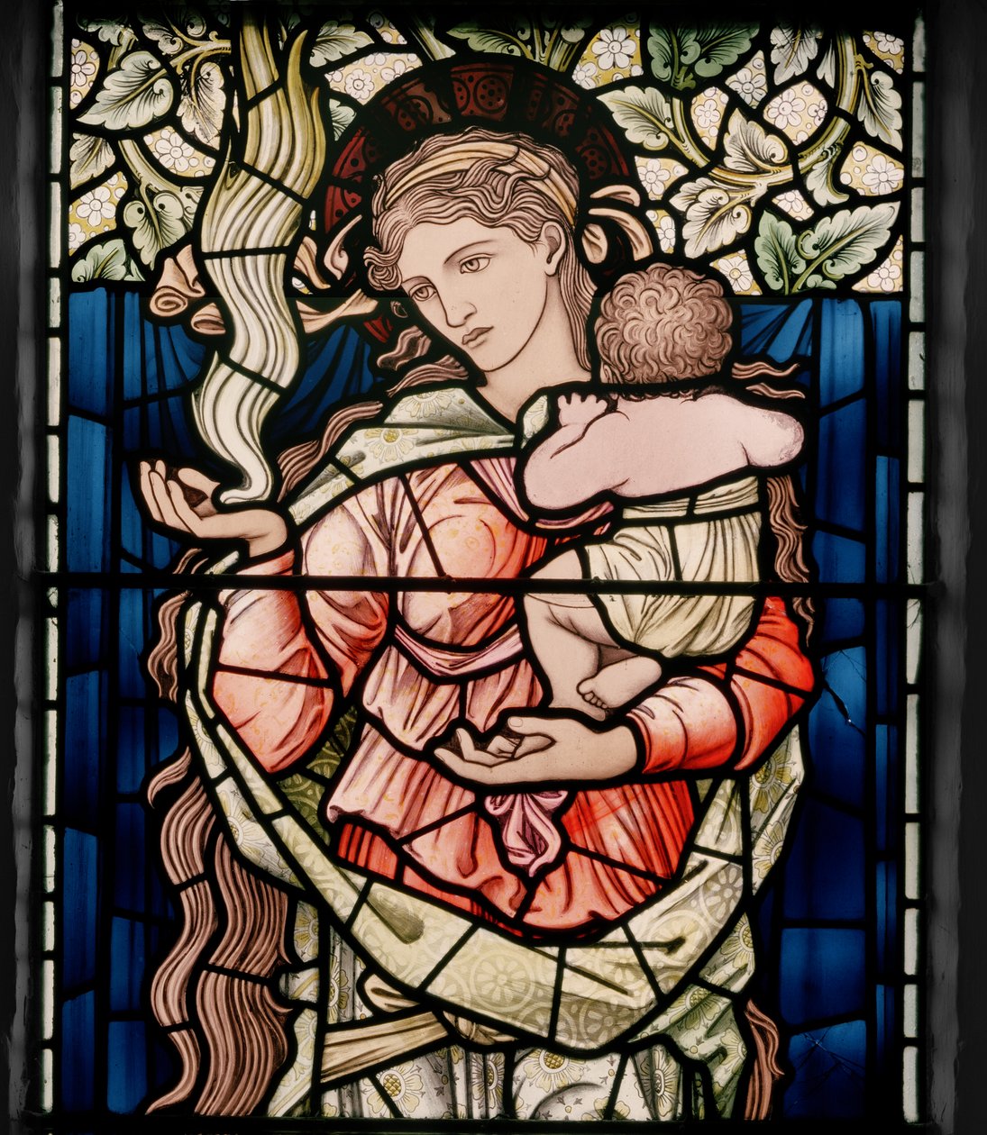 Birmingham, Ward End, Sint Margaretha, Morris & Co., Edward Burne-Jones, John Henry Dearle, Liefdadigheid, detail, 1902, Stokes door Edward Coley and Dearle Burne Jones