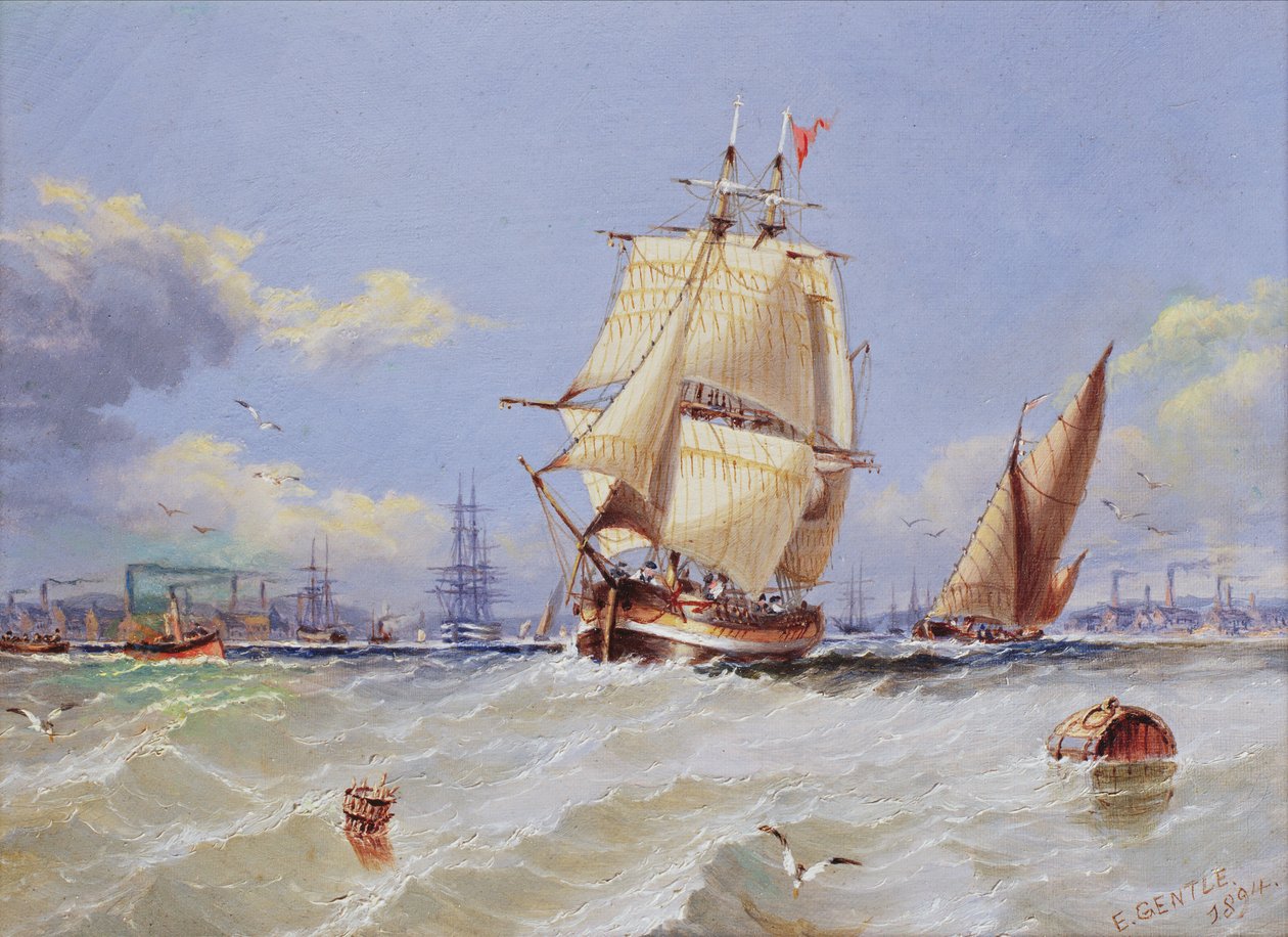 Kustscène, 1894 door Edward Gentle