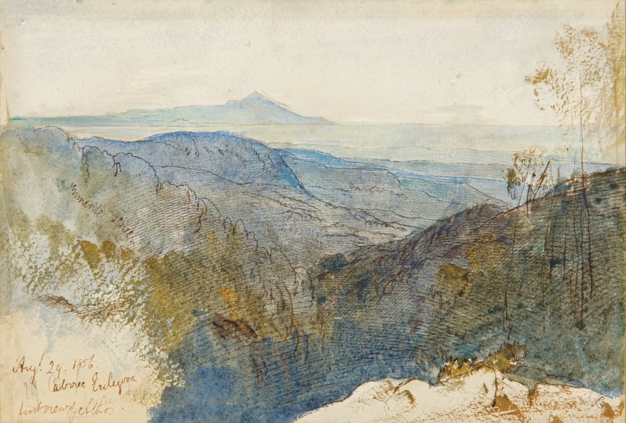 Een verre blik op de berg Athos door Edward Lear