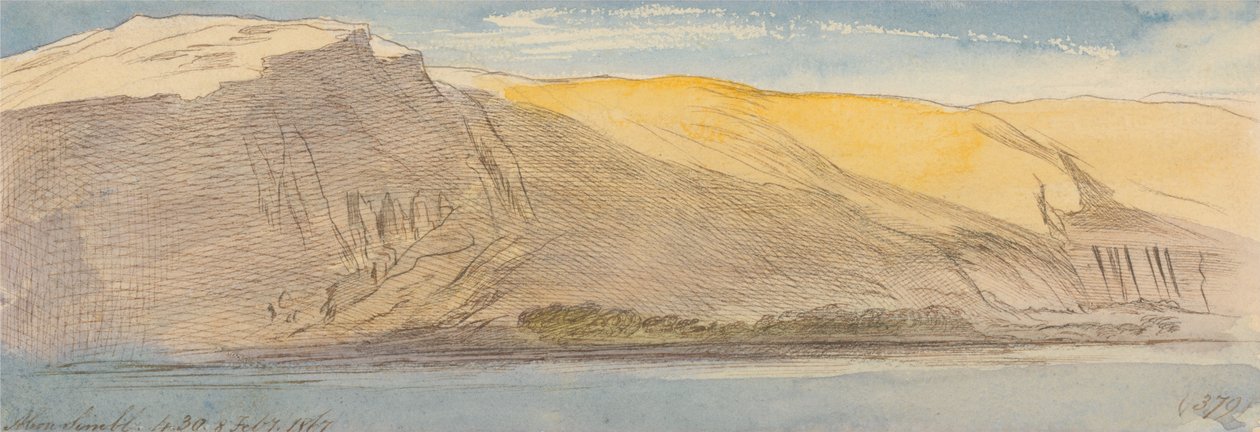 Abu Simbel, 4-30 p.m., 8 februari 1867 (379) door Edward Lear