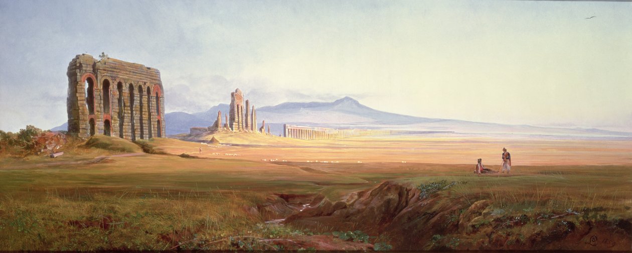 Aquaduct van Nero, Rome door Edward Lear