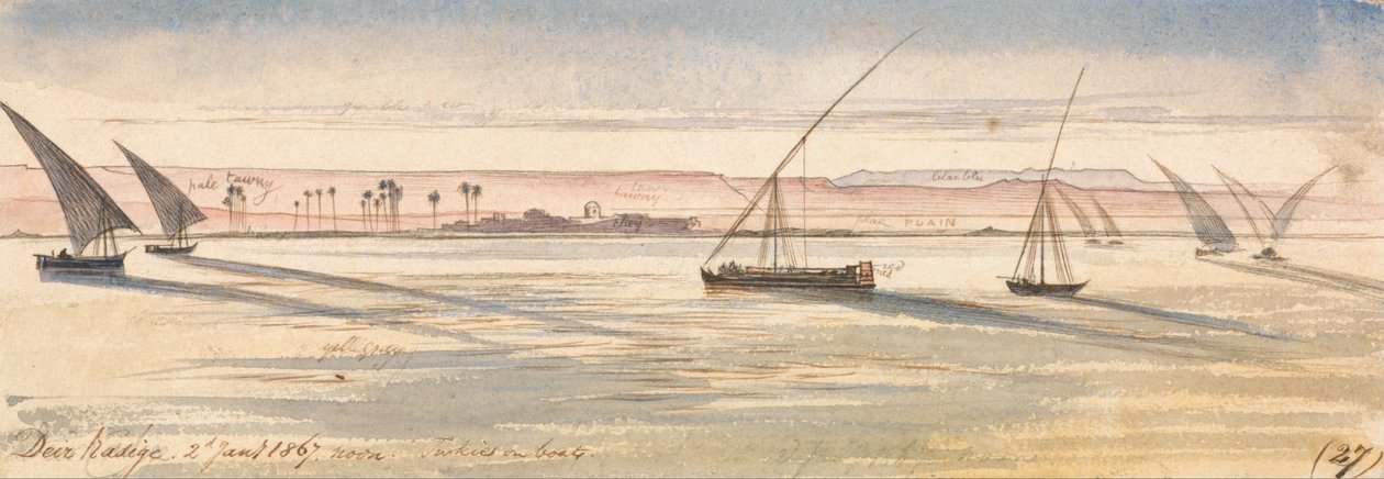 Deir Kadige, middag, 2 januari 1867 door Edward Lear