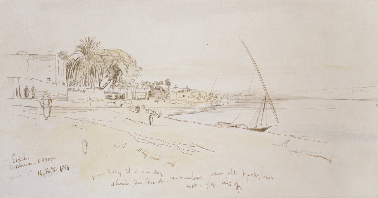 Esneh, Egypte, 1854 door Edward Lear