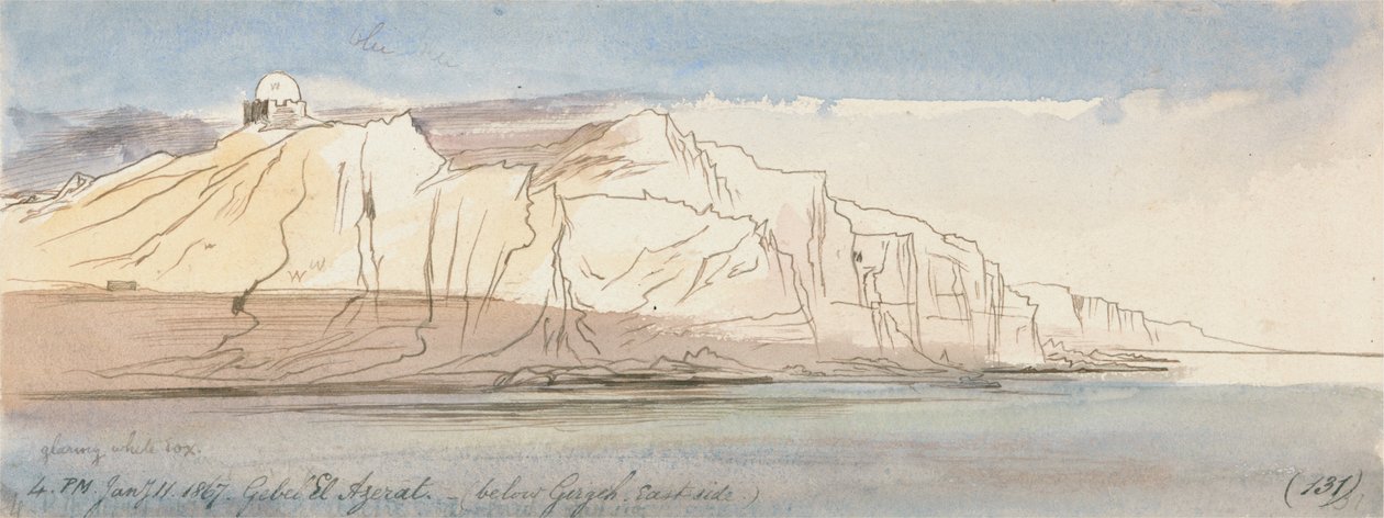 Gebel el Azerat (onder Girgeh, oostzijde) door Edward Lear