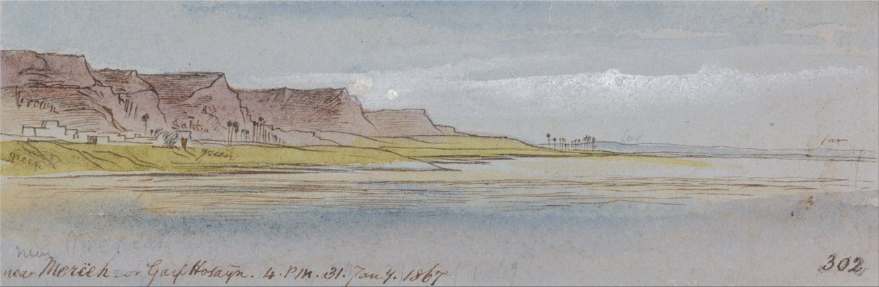 Nabij Mereeh of Garf Hossayn, 4:00 uur, 31 januari 1867 door Edward Lear