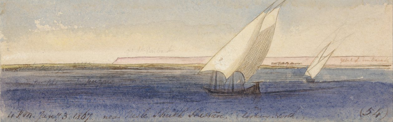 Bij Nesle Sheikh Hassan, kijkend naar het zuiden door Edward Lear