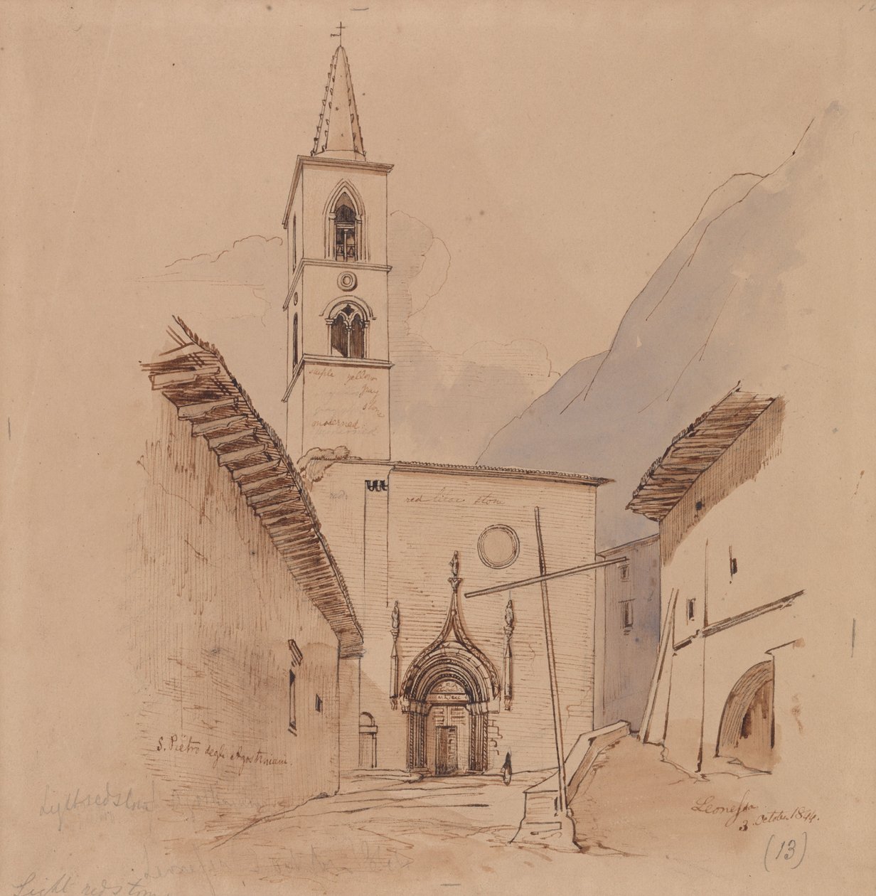 S. Pietro Degli Agostiniani, Leonessa door Edward Lear