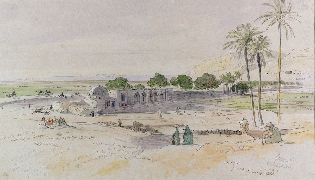De Wadi, Es-Sioot, Egypte, 1854 door Edward Lear