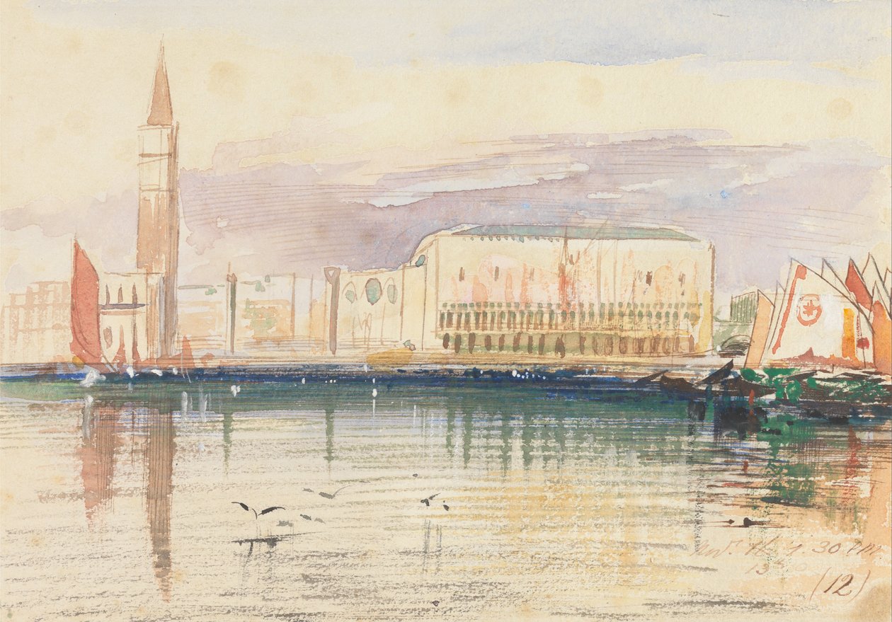 Venetië, het Dogepaleis door Edward Lear
