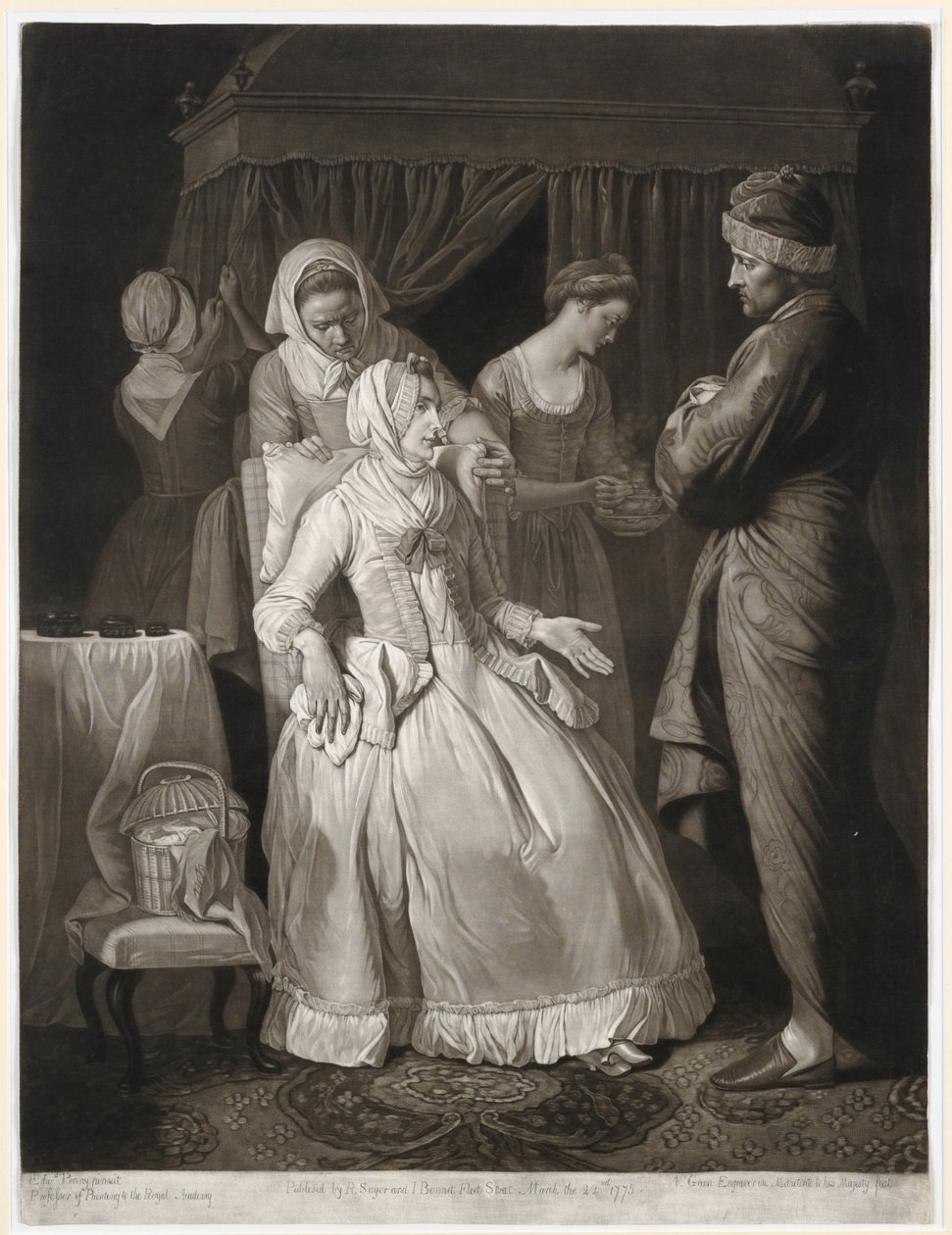 De deugdzamen getroost door sympathie en aandacht, prent gemaakt door Valentine Green, 1775 door Edward Penny