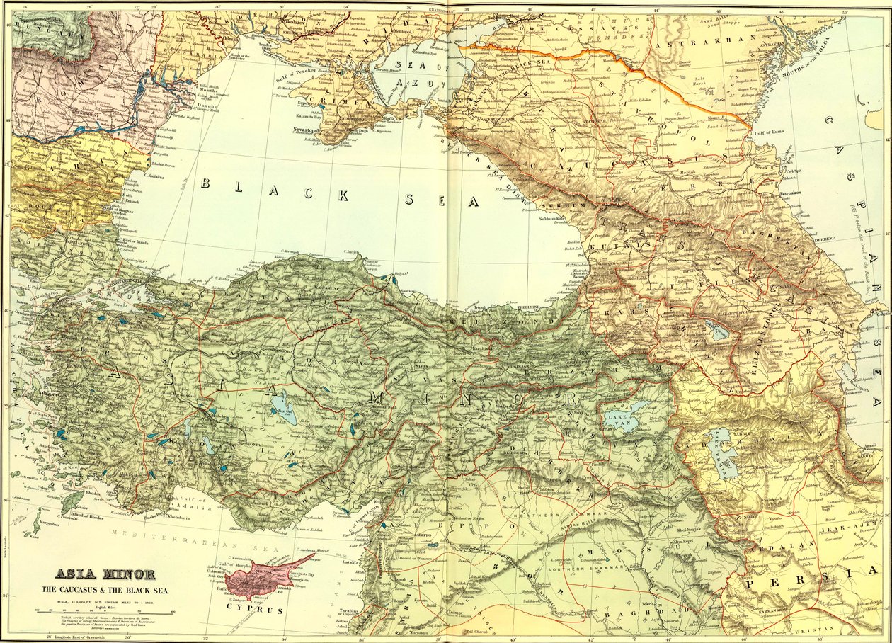 Klein-Azië, de Kaukasus en de Zwarte Zee. door Edward Stanford