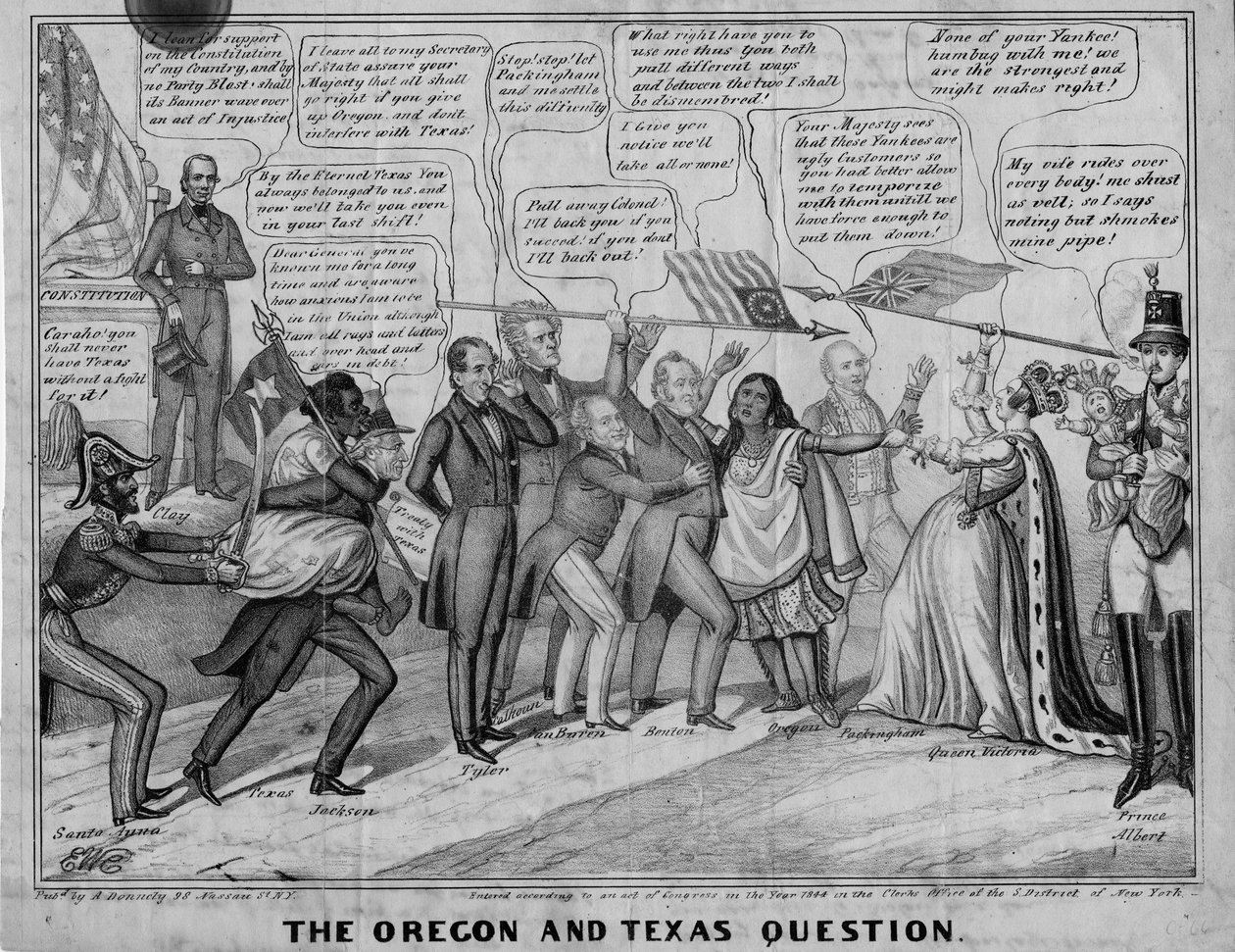 De Oregon en Texas kwestie, uitgegeven door A Donnelly, New York, c.1844 door Edward Williams Clay