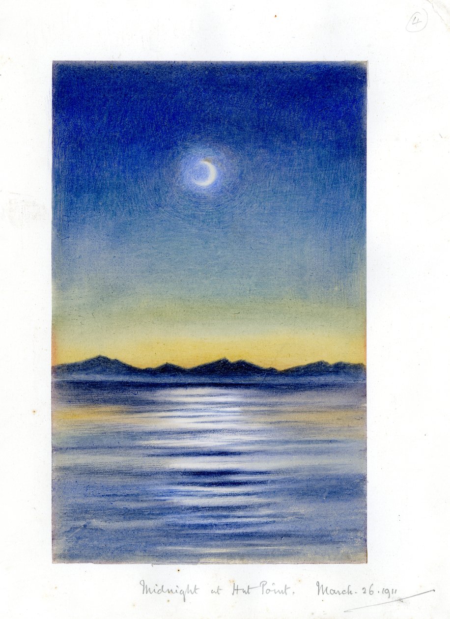 Middernacht bij Hut Point door Edward Adrian Wilson