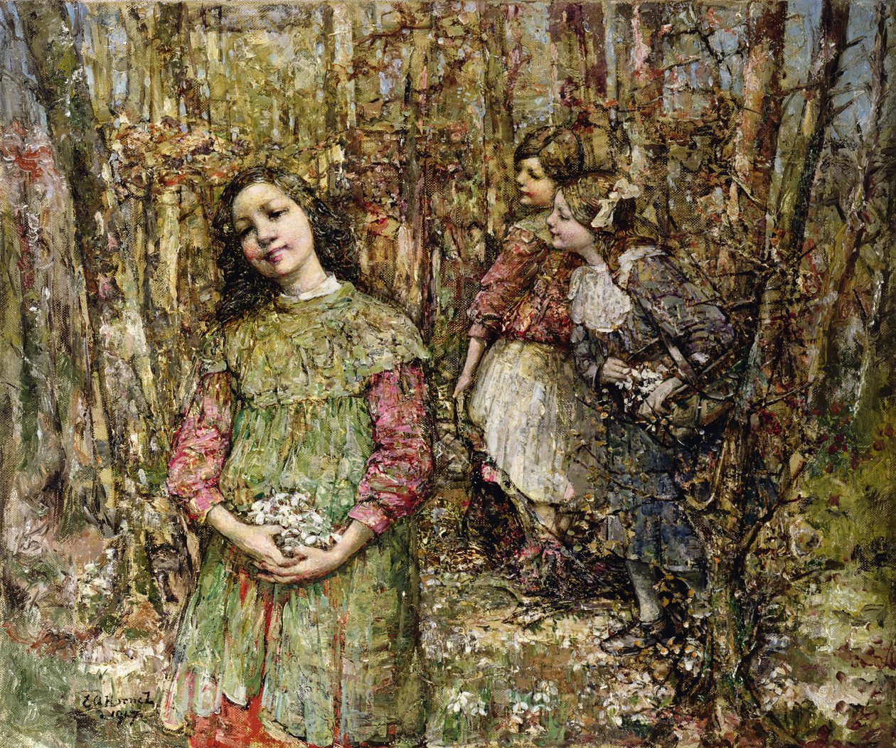 Sneeuwklokjes verzamelen door Edward Atkinson Hornel
