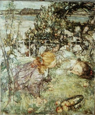 Meisjes in een boomgaard door Edward Atkinson Hornel