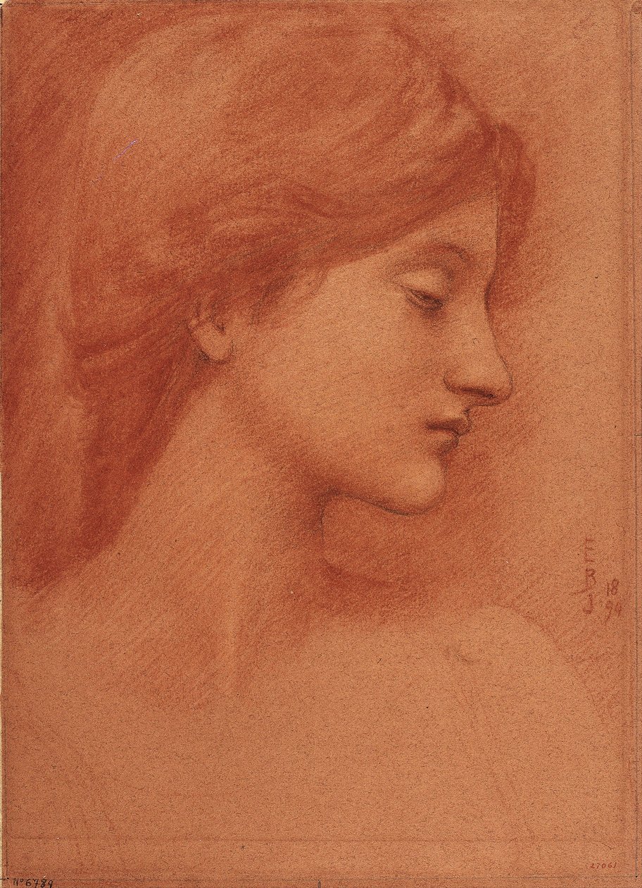 Vrouwelijk hoofd door Edward Burne Jones
