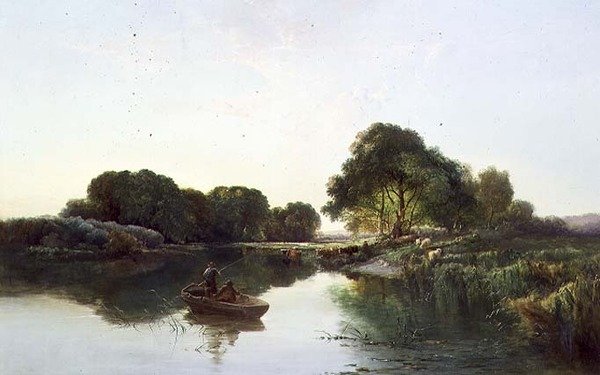 Een Bebost Rivierlandschap door Edward Charles Williams