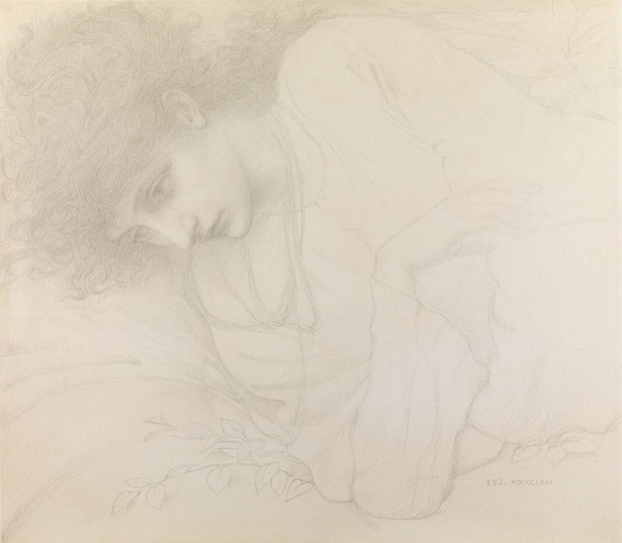 Studie van Mary Cassavetti door Edward Burne Jones