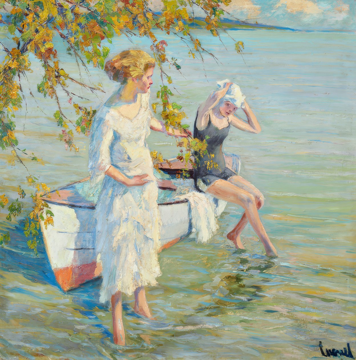 "Bij de badplaats" door Edward Cucuel