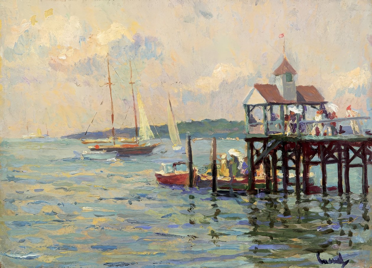 Steiger aan het meer door Edward Cucuel