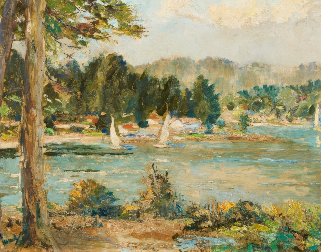 Zeilboten op het meer door Edward Cucuel
