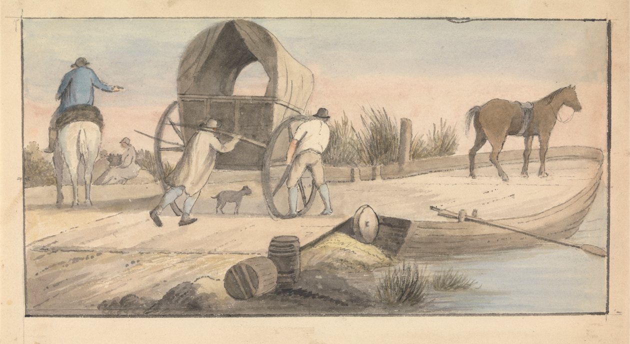 Aan boord gaan van de veerboot door Edward Francis Burney