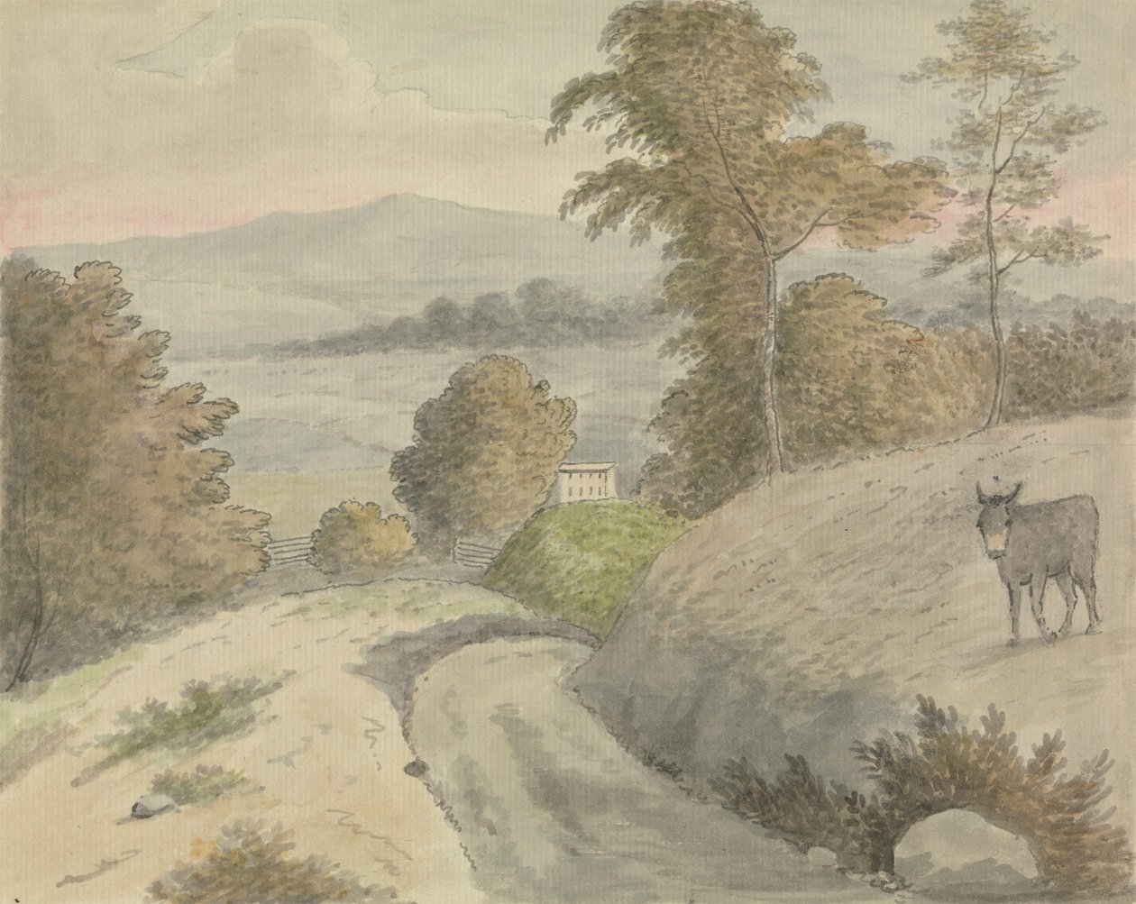Uitzicht in Surrey door Edward Francis Burney