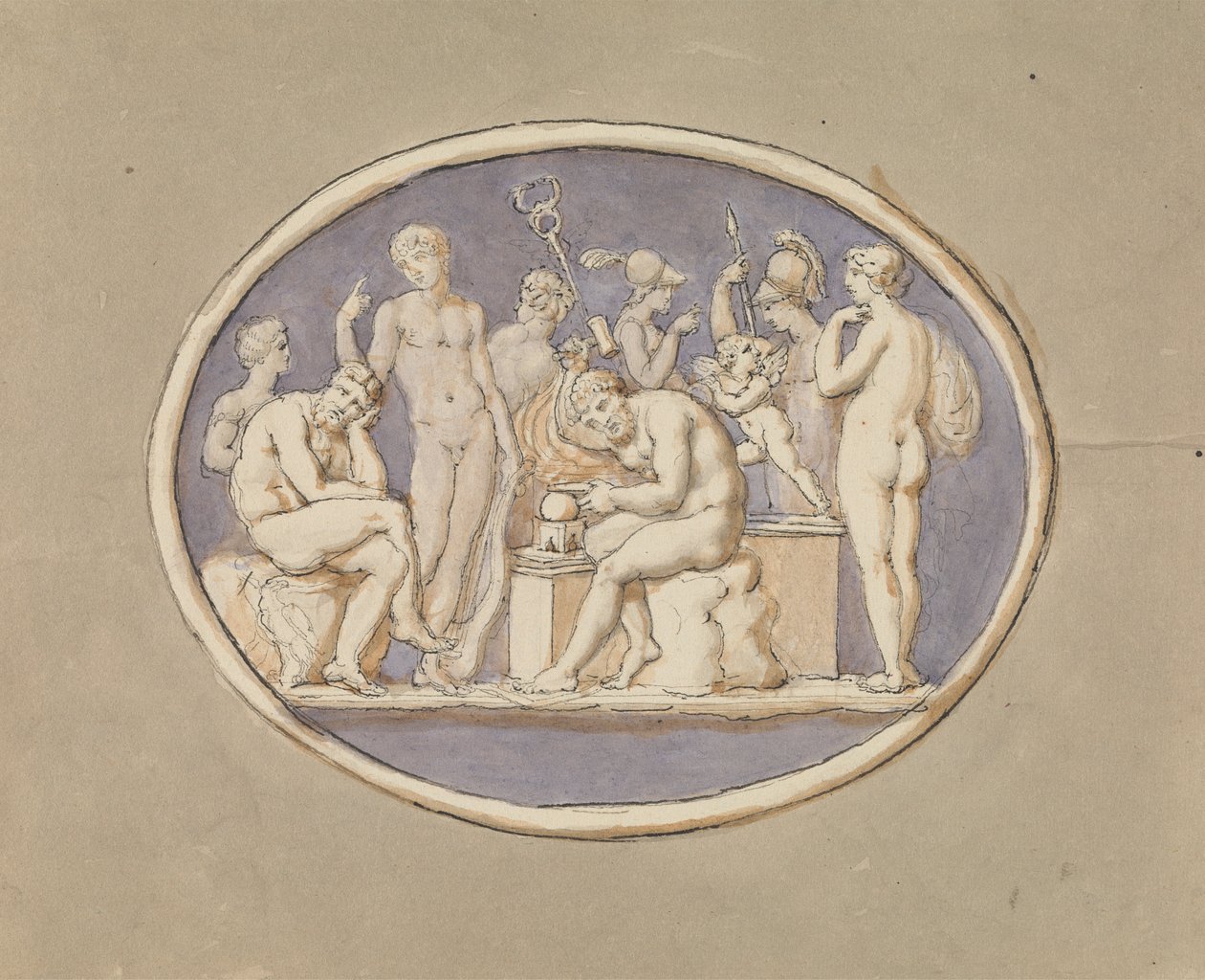 Vulcanus en De Goden en Godinnen door Edward Francis Burney