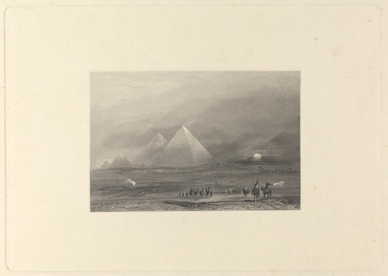 Egypte, de piramides van Gizeh door Edward Francis Finden