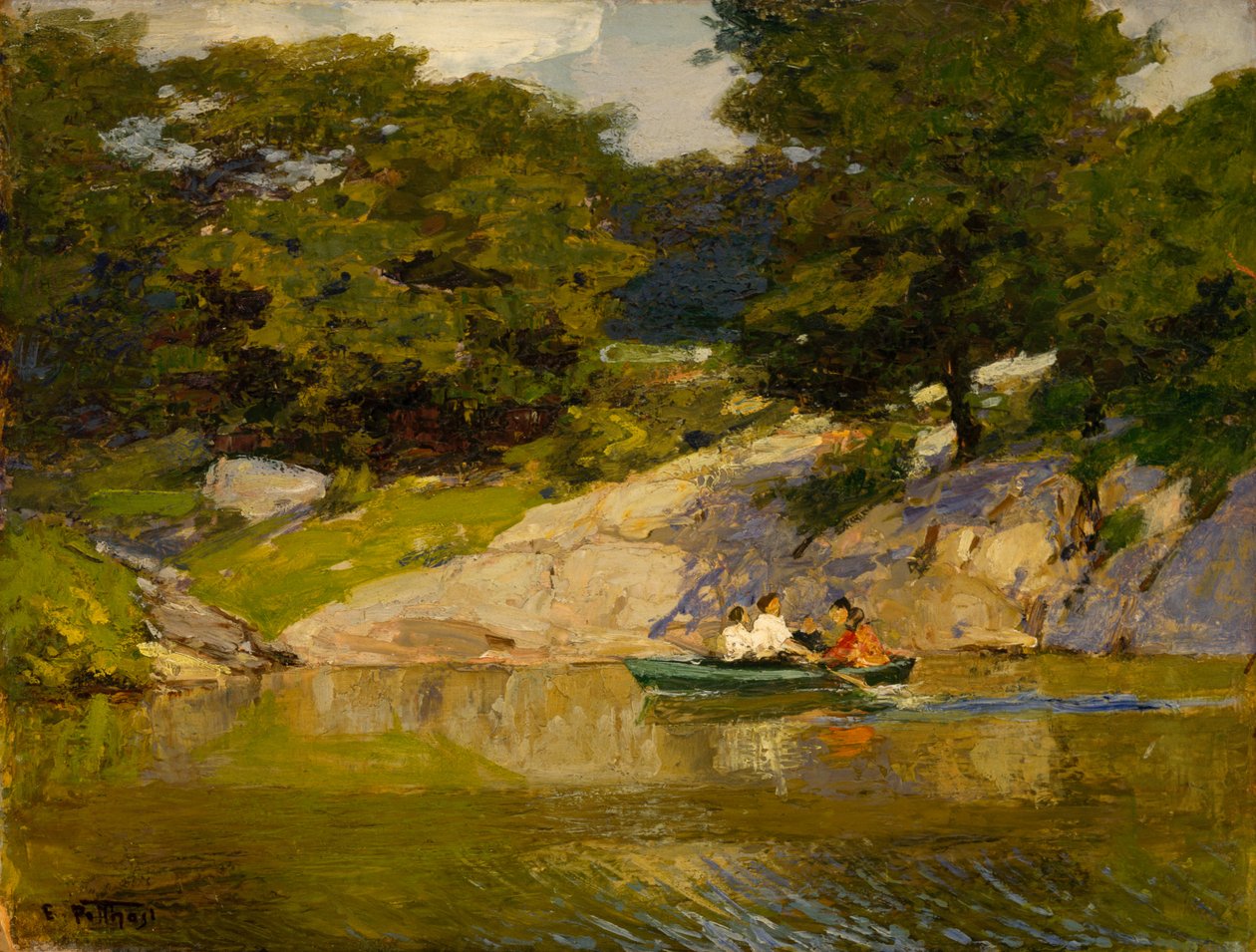 Boottocht in Central Park, c.1900-05 door Edward Henry Potthast