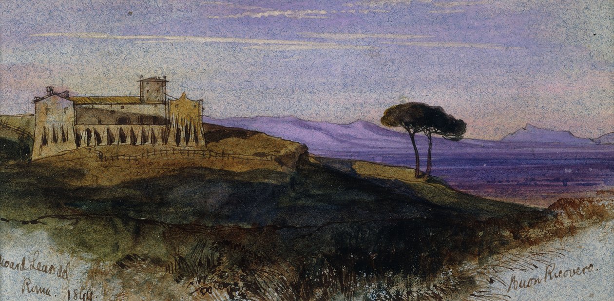 Een uitzicht in de Romeinse Campagna, 1844 door Edward Lear