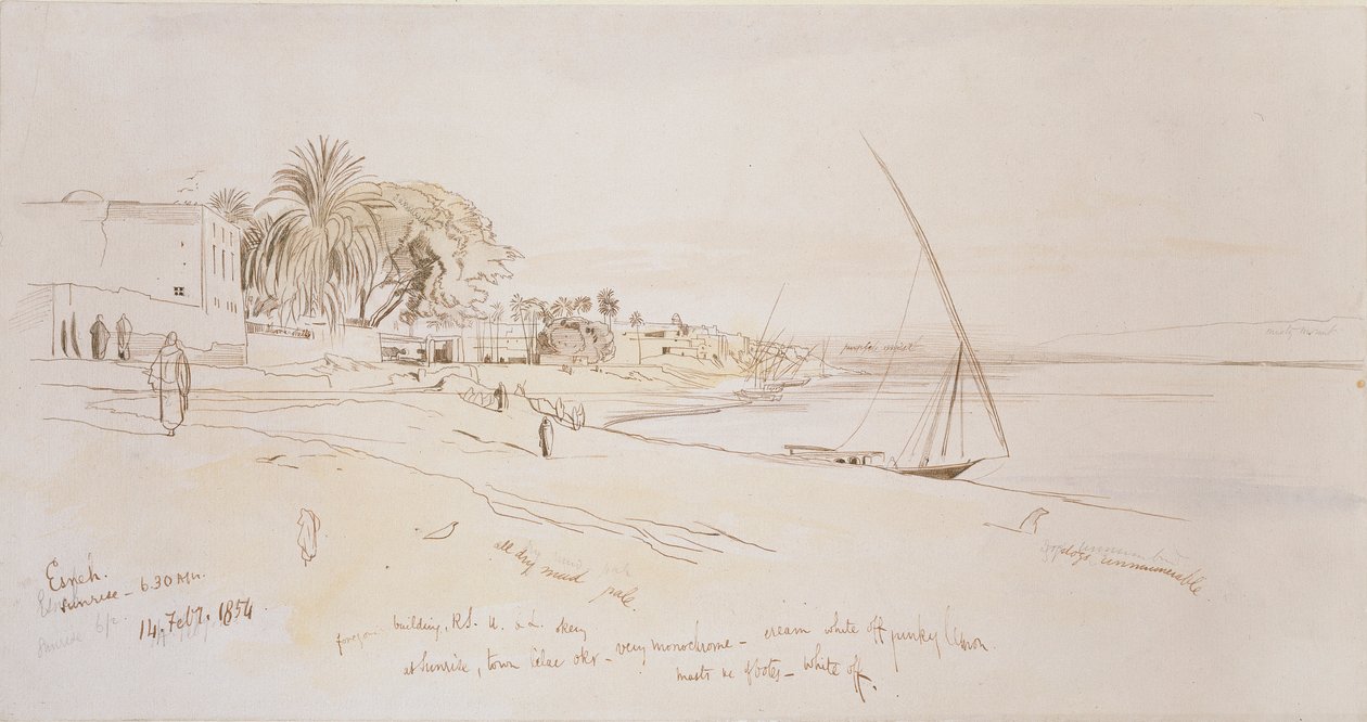 Esneh, Egypte, 1854 door Edward Lear
