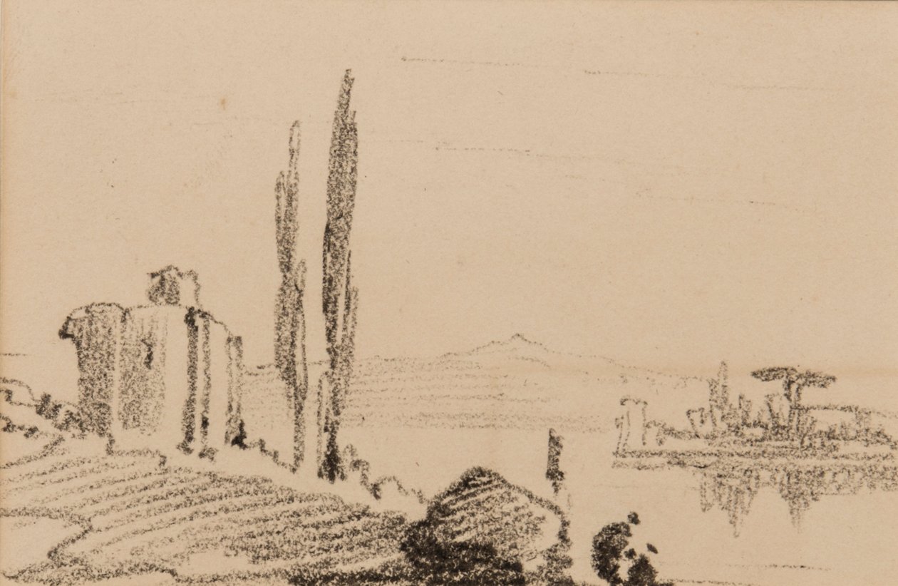 Italiaans capriccio, c.1837 door Edward Lear