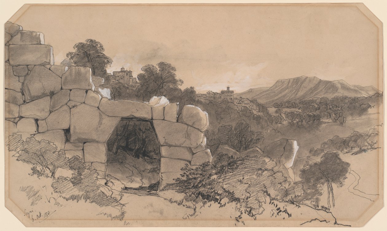 Landschap bij Segni door Edward Lear
