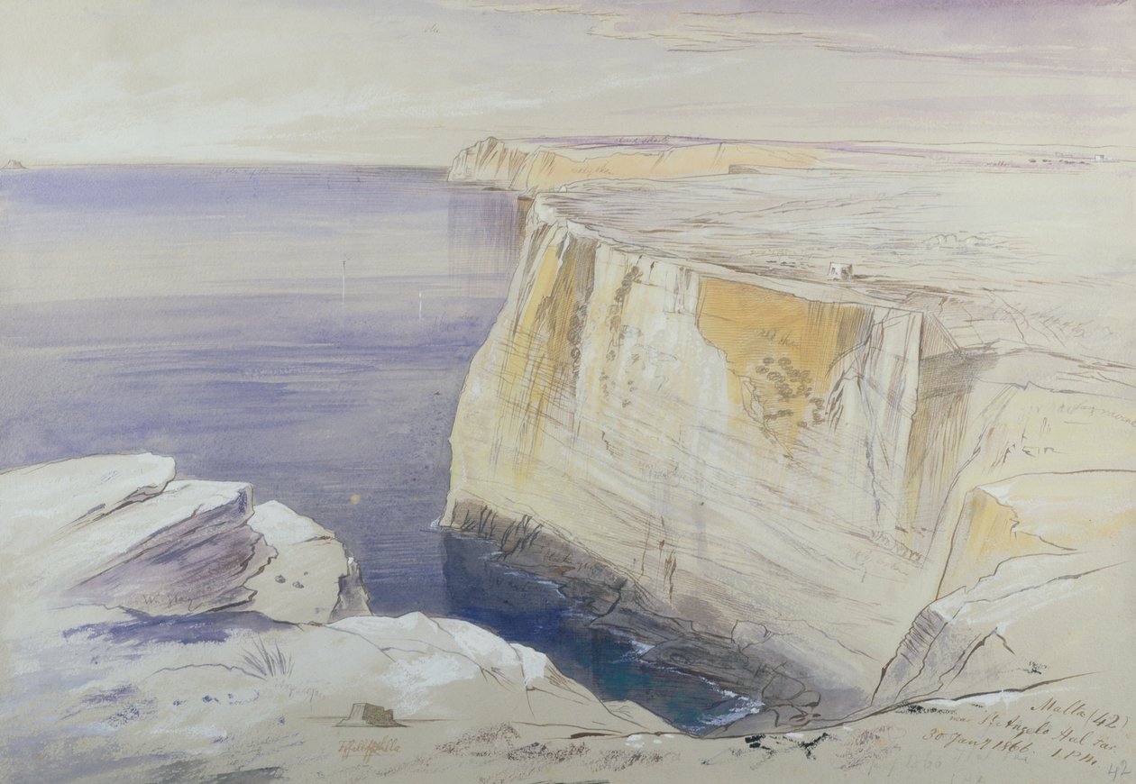 Malta, Bij St. Angelo Hal Far door Edward Lear